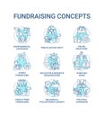 Fundraising concept icons set