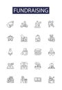 Fundraising line vector icons and signs. Procuring, Collecting, Obtaining, Rallying, Resource, Interest, Philanthropy Royalty Free Stock Photo