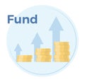 Fundraising vector flat illustration. Income growth chart, mutual fund, financial report graph. EPS 10 Royalty Free Stock Photo