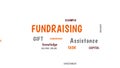 Fundraising Words Cloud Animation on white background.