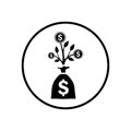 Funds, growth, mutual icon. Black vector sketch