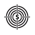 Funds hunting icon on white background. flat style. stereoscopic image money target icon. dollar symbol