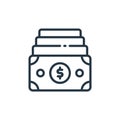 Funds icon vector from finance concept. Thin line illustration of Funds editable stroke. Funds linear sign for use on web and Royalty Free Stock Photo