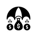 Black solid icon for Funds Protection, price and security