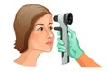 Fundus examination using Ophthalmoscope.