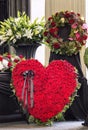 Funeral, beautifully decorated with flower arrangements coffin Royalty Free Stock Photo