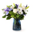 Funeral Bouquet purple White flowers, Sympathy and Condolence Concept on white background with copy space Royalty Free Stock Photo