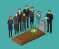Funeral, burial concept. Cemetery, grave vector illustration Royalty Free Stock Photo