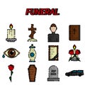 Funeral flat icon set Royalty Free Stock Photo
