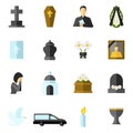 Funeral Flat Icons Set Royalty Free Stock Photo