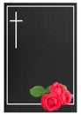 Funeral frame with red roses Royalty Free Stock Photo