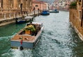 Funeral Hearse Boat With coffin in Venice. 01.11.2016 VENICE ITALY