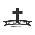 Funeral home undertaking ceremonial service. Funeral agency. Vector logo and emblem.