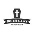 Funeral home undertaking ceremonial service. Funeral agency. Vector logo and emblem. Royalty Free Stock Photo