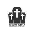 Funeral home undertaking ceremonial service. Funeral agency. Vector logo and emblem.