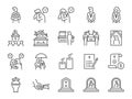 Funeral icon set. Included the icons asÂ death, sorrow, cry, coffin, emotional, and more.