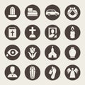 Funeral icon set. Vector illustration