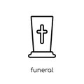 Funeral icon. Trendy modern flat linear vector Funeral icon on w Royalty Free Stock Photo