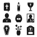 Funeral Icons Set Royalty Free Stock Photo