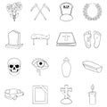 Funeral Icons set vector outline Royalty Free Stock Photo