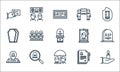 Funeral line icons. linear set. quality vector line set such as candle, funeral, funeral, coffin, photography, coffin, talk