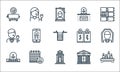 funeral line icons. linear set. quality vector line set such as candles, mausoleum, grave, mausoleum, funeral, man, grave, grave,