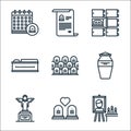 funeral line icons. linear set. quality vector line set such as photography, grave, angel, ashes, cemetery, coffin, morgue, will Royalty Free Stock Photo