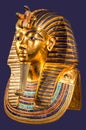 Funeral mask of pharaoh Tutankhamun on blue background Royalty Free Stock Photo