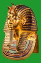 Funeral mask of pharaoh Tutankhamun on green background Royalty Free Stock Photo