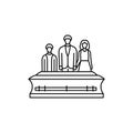 Funeral olor line icon. Different stages person's life.