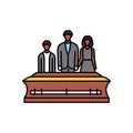 Funeral olor line icon. Different stages person& x27;s life.