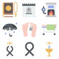 Funeral related vector icon set 7, flat style Royalty Free Stock Photo
