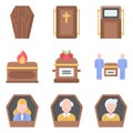 Funeral related vector icon set 4, flat style Royalty Free Stock Photo