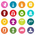 Funeral ritual service icons set colorful circles vector