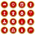 Funeral ritual service icons set, simple style