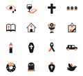 Funeral services icon set