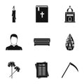 Funeral services icons set, simple style