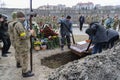 The funeral of three Ukrainian soldiers killed in battles with Russian troops