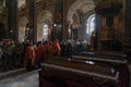 The funeral of three Ukrainian soldiers killed in battles with Russian troops