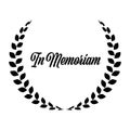 Funeral wreath with In Memoriam label. Rest in peace. Simple flat black illustration Royalty Free Stock Photo