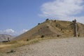 Funerary columns and tumulus mound at Karakus