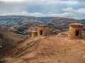 Funerary towers in Ninamarka archeologic zone in Cusco Royalty Free Stock Photo