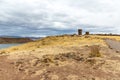 Funerary towers in Sillustani, Peru,South America- Inca prehistoric ruins near Puno,Titicaca lake Royalty Free Stock Photo