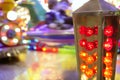 Funfair fairground attraction nigh colorful light Royalty Free Stock Photo