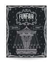 Funfair party invitation on chalkboard with vintage carousel and decorative elements