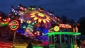 Funfair Ride (FahrgeschÃÂ¤ft) Flipper at German Fun Fair (Kirmes) at night 4K