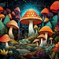 Fungi Wonderland: Intricate Patterns of Mushroom Magic