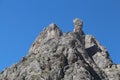 Fungo di Ombretta or Torre Moschitz with blue clear sky on background, Italian Alps