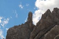 Fungo di Ombretta or Torre Moschitz with blue clear sky on background, Italian Alps