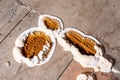 Fungus attacking wooden elements in structures, close-up image